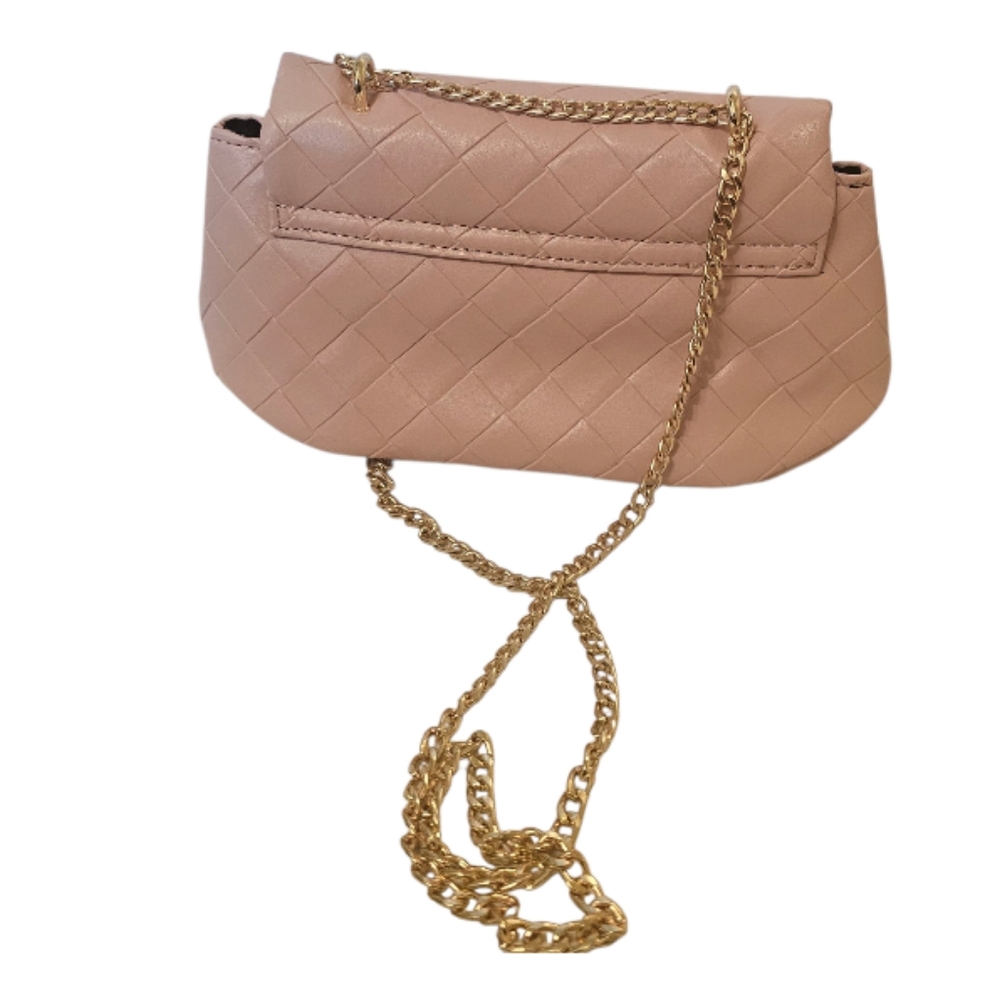 Pink ASOS Design Women's Weave Flap and Chain Handle Crossbody Bag - Picture 3 of 12